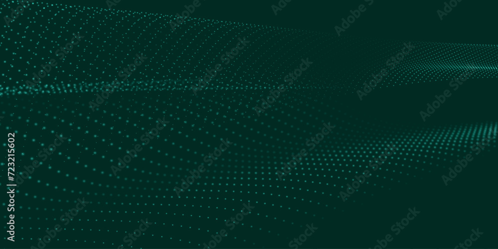 Poster abstract digital particle wave. futuristic dotted wave. big data digital code. technology or science