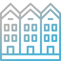 row house gradient line icon