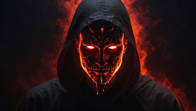 fire in the character, scary halloween vampire