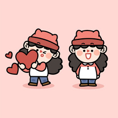 sweet lovely little girl hugging love doodle digital asset