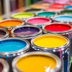Fototapeta premium Many Cans of Vibrant Paints