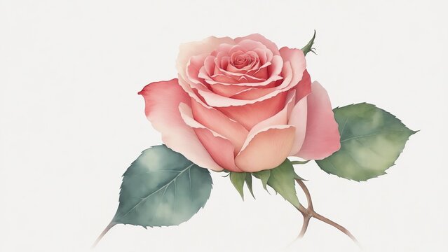 A single watercolor painted rose