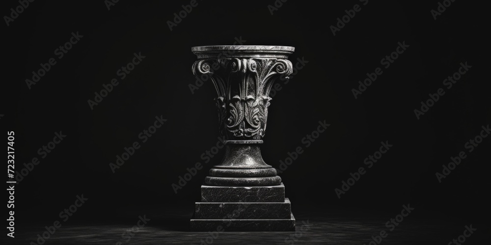 Poster a black and white photo of a vase. suitable for various design projects