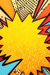 A vibrant pop-art comic background featuring a yellow starburst. Perfect for adding a dynamic touch...
