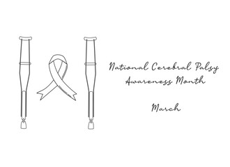 For the celebration of National Cerebral Palsy Awareness Month, this single line artwork is suitable.