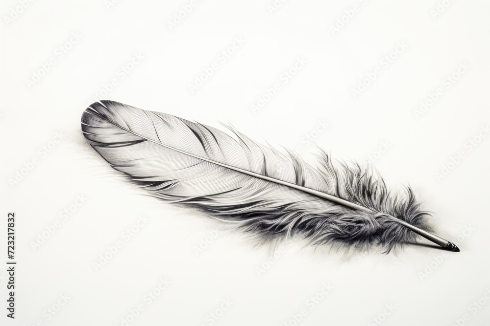 Poster a close-up photo of a black and white feather. can be used for various design projects