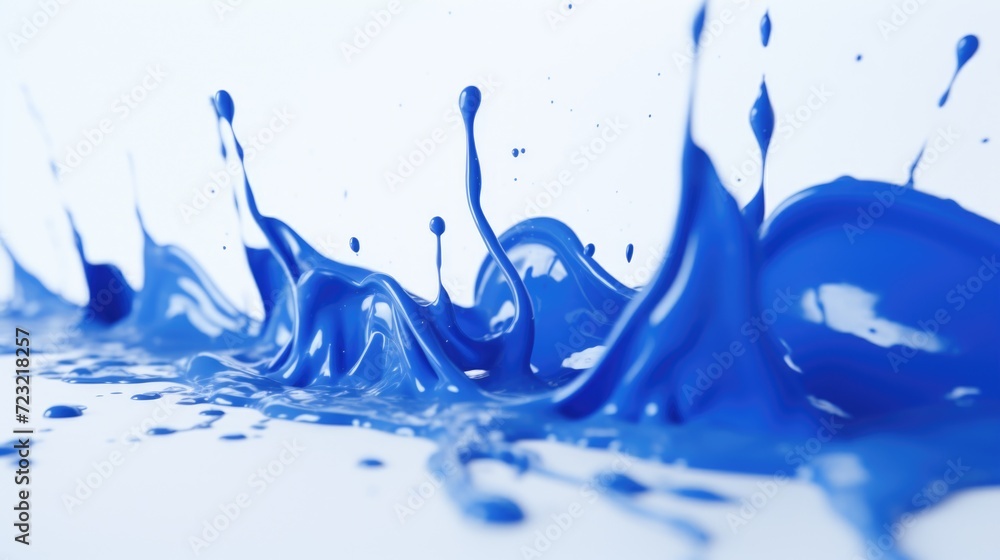 Poster a detailed close-up image of a vibrant blue liquid splash. perfect for advertising, marketing, or de
