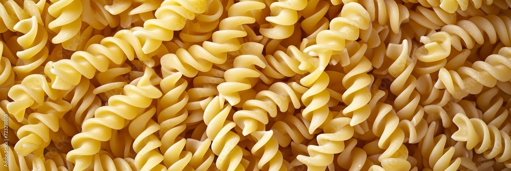 Poster italian pennettine pasta top view as abstract background with twisted shapes and intricate design.