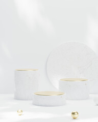Luxury abstract golden podium minimal geometric white marble and gold style abstract
