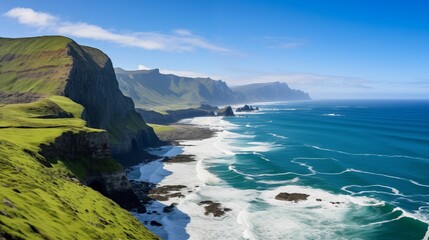 Obraz premium Coastal landscape featuring majestic cliffs.