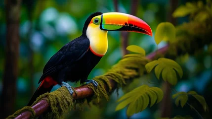 Fototapete Tukan Exotic beauty of a toucan in its natural jungle habitat.