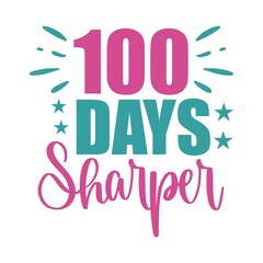 100 Days of School typography design on plain white transparent isolated background for card, shirt, hoodie, sweatshirt, apparel, tag, mug, icon, poster or badge