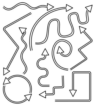 Set of simple arrows on white background
