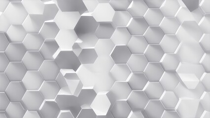 3D Futuristic honeycomb mosaic white background. Abstract white vector wallpaper with hexagon grid