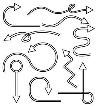 Set of simple arrows on white background