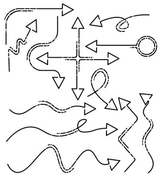 Set of simple arrows on white background