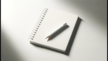 Minimalist White Notebook and Pencil