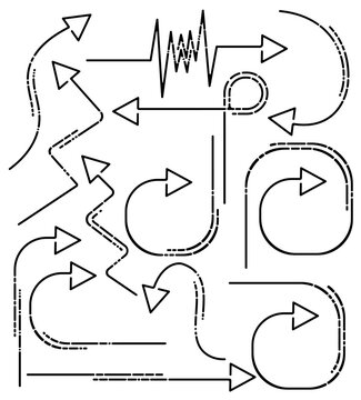 Set of simple arrows on white background