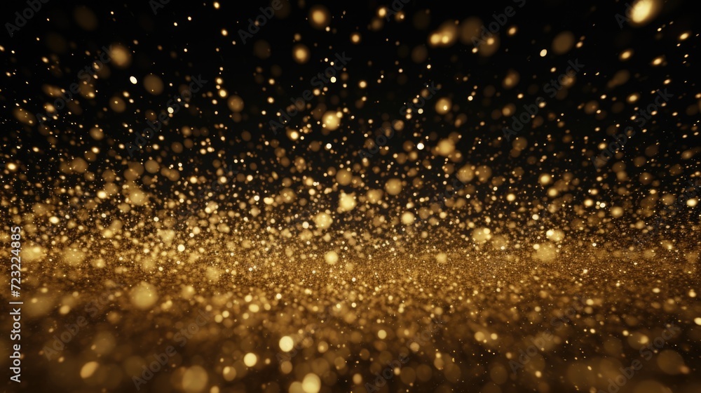Poster a black and gold background with an abundance of gold dust. this image can be used for various purpo