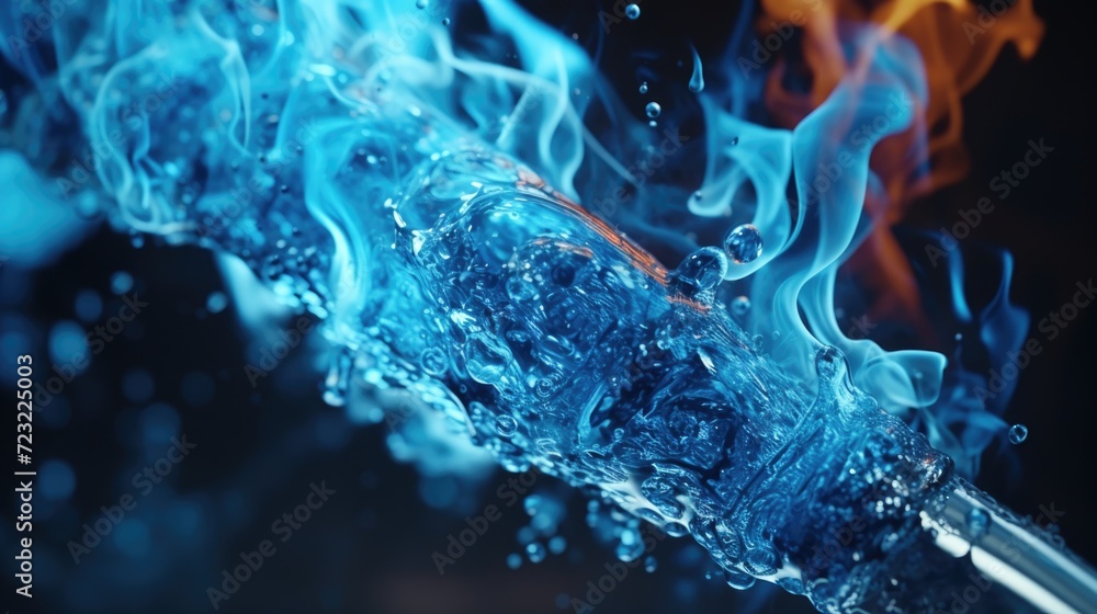 Aufkleber A close-up image of a glass of water with flames shooting out of it. This unique and captivating image can be used to represent the concept of transformation or the power of nature