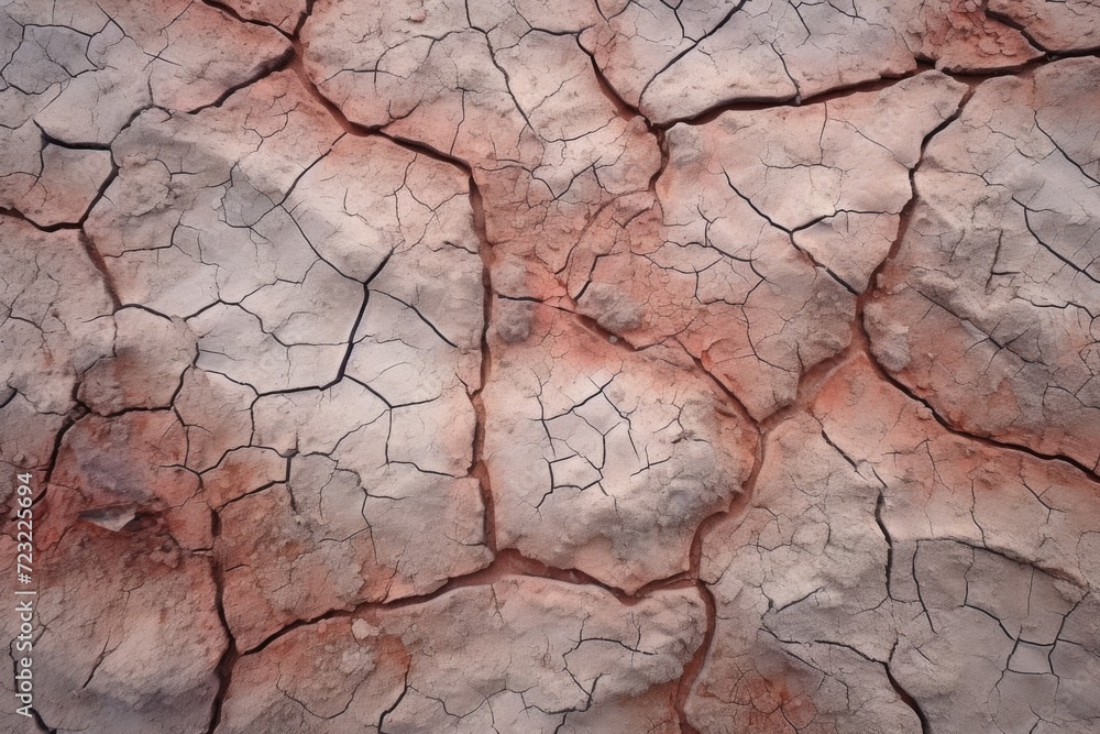 Poster a close up of a cracked surface of a rock. can be used to depict the ruggedness of nature or symboli