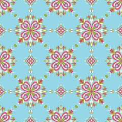 Fototapeta na wymiar Ethnic ikat seamless pattern traditional design illustration for background carpet clothing and home decoration 