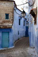 View of alley in Chefchaouen, Morocco
