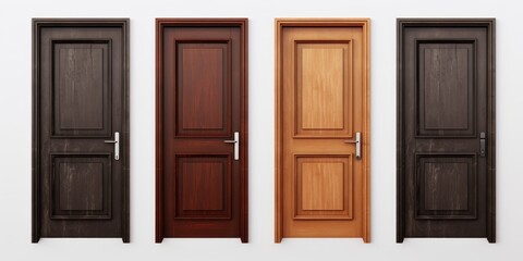 A row of wooden doors in various vibrant colors. Perfect for architectural designs and home improvement projects