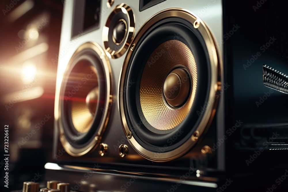 Poster table with a pair of speakers. suitable for music or audio-related projects