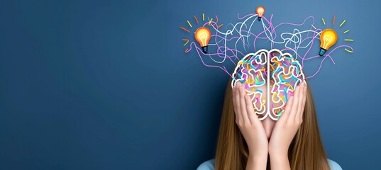 Explosive business brainstorm  colorful chaos illustration of a businessman with a mind blowing idea