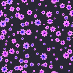 Abstract purple floral pattern painted on dark purple repeating. wrapping and all prints