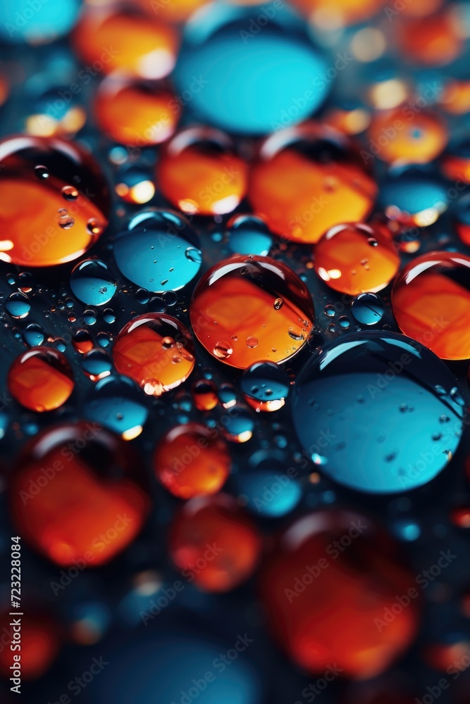 Poster A close-up image capturing the beauty of water droplets on a surface. This versatile image can be used in various projects