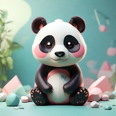a cute 3D panda in a soft smooth lighting