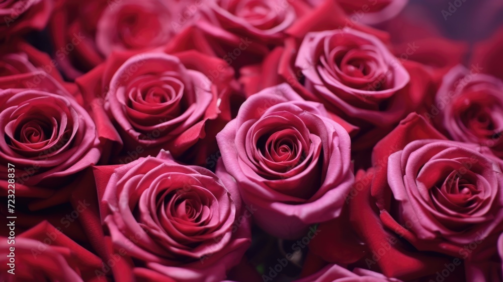 Poster A close-up view of a bunch of vibrant red roses. Perfect for expressing love and affection.