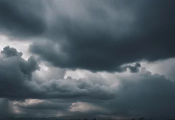 Fotobehang Panorama view of overcast sky Dramatic gray sky and white clouds before rain in rainy season Cloudy © ArtisticLens