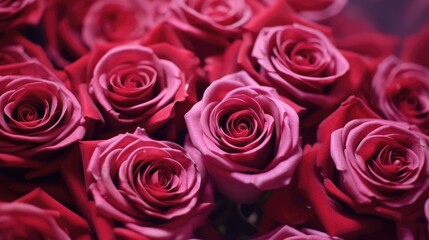 Naklejka premium A close-up view of a bunch of vibrant red roses. Perfect for expressing love and affection.