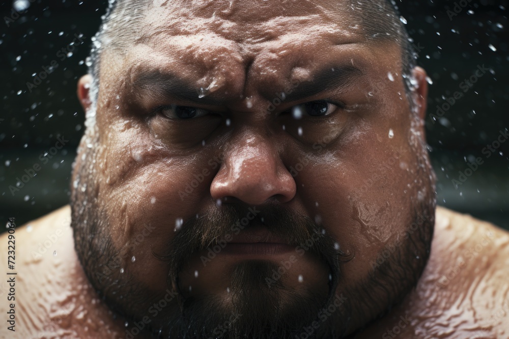 Aufkleber a close-up shot of a man standing in the rain. suitable for various concepts and designs