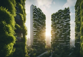 Sustainable green building in modern city Green architecture Eco-friendly building Sustainable build