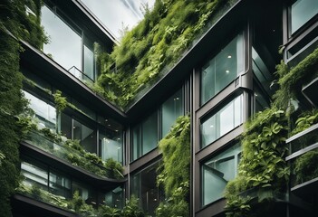 Sustainable green building in modern city Green architecture Eco-friendly building Sustainable build