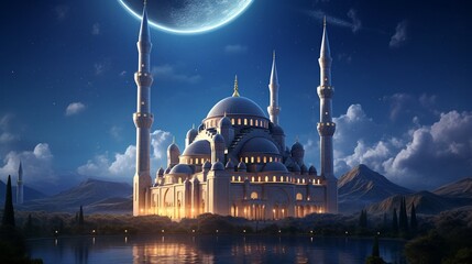 Festive greeting card for Muslim holy month Ramadan Kareem
