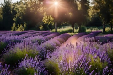 Obraz premium lavender field at sunset