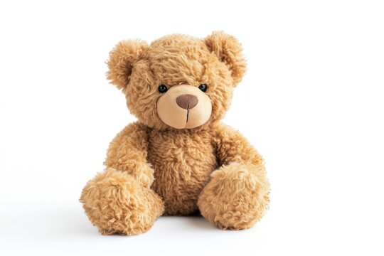 Adorable teddy bear alone on white background