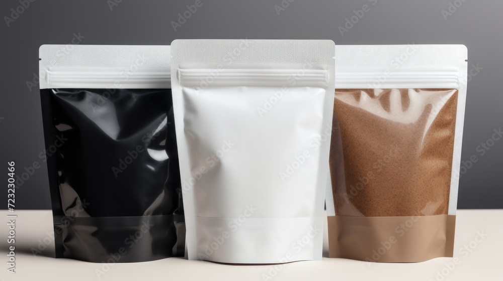 Poster different types of packaging are pictured, showcasing the variety available. can be used to illustra