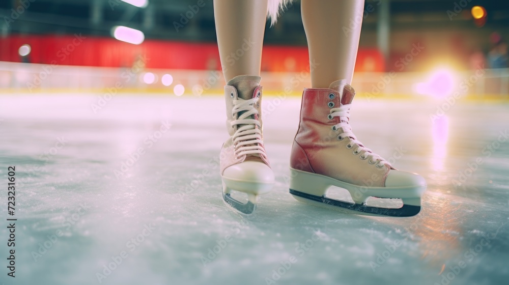 Canvas Prints A person standing on top of an ice rink. Suitable for winter sports and recreational activities