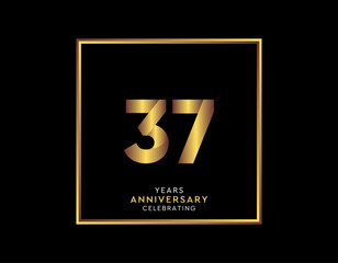 37 Year Anniversary With Gold Color Square