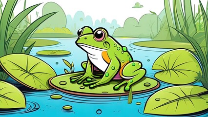 Fototapeta premium Frog.Coloring book antistress for children and adults. Illustration isolated on white background.Zen-tangle style. Hand draw