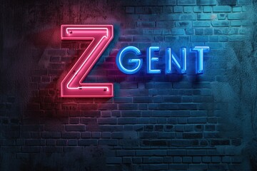 A blue and red neon sign on a brick wall that reads "GENERATION Z"