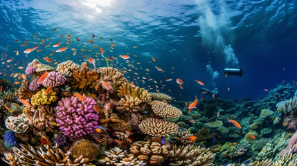  A coral reef teeming with marine life underwater. © Legano