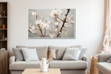 A beautiful canvas frame 3D mockup in modern living room