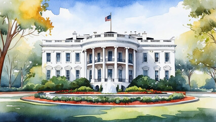 the white house in autumn - obrazy, fototapety, plakaty